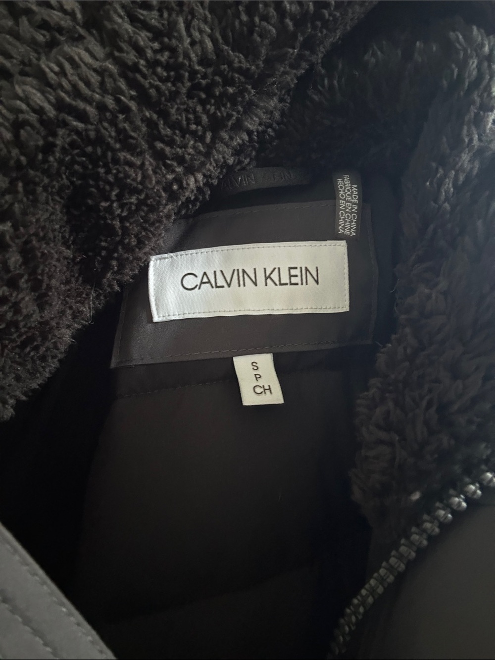 Calvin Klein Women's Black Teddy Jacket with Sherpa Trim